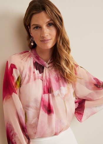 Phase Eight Poppy Silk Shirts Pink Canada | TKPQMF-061